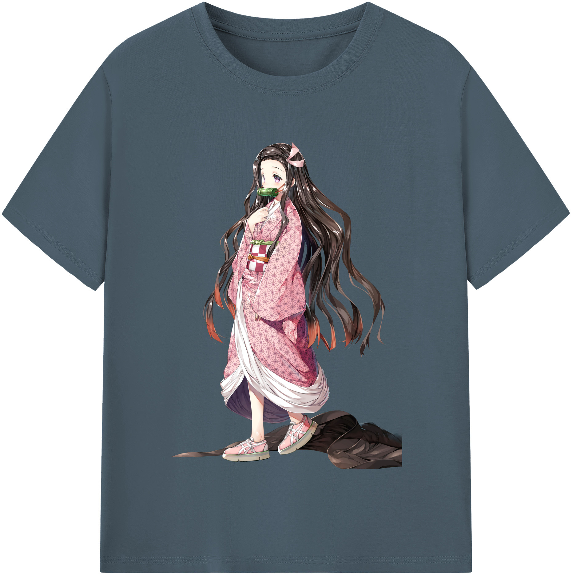 （画像用） 鬼滅の刃（きめつのやいば）竈門 禰󠄀豆子／かまど ねずこ Kamado Nezuko 綿100％半袖Tシャツ（フロントプリント）